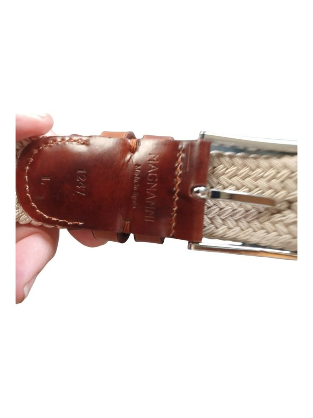 Magnanni Nadal Braided Woven Belt Mens Size L  Leather